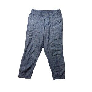 Old Navy Women’s L Blue Chambray Linen Blend Tapered Leg Ankle Pants